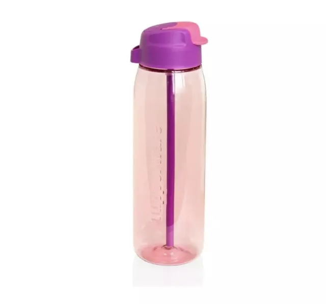 Tupperware Drink Bottle Straw Flip Lid 750ml Pink Purple New Christmas Gift