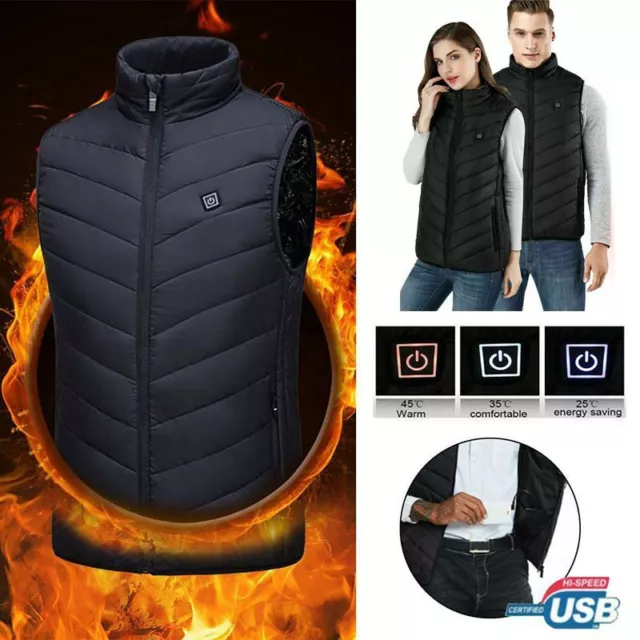 Mens Electric Women Vest Heated Cloth Jacket USB Warm Up Heating Pad Body Warmer