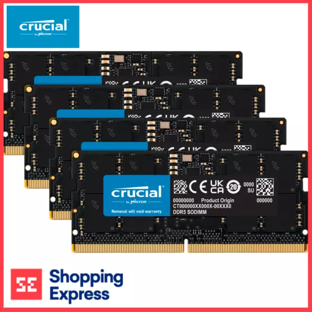 Crucial Memory 16GB 32GB 64GB DDR5 SODIMM UNRANKED 4800MHz Notebooks RAM