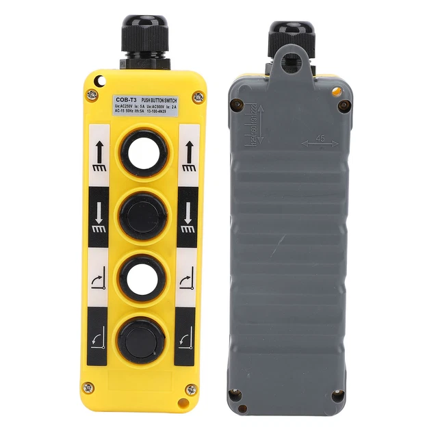Interrupteur De Levage électrique 2,2 KW 220V Junterone - Contrôle De Grue, Arrêt D'urgence, Protection IP54, Jaune ABS