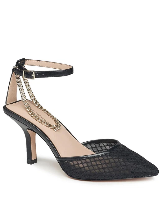 Bcbgeneration Womens Womens Mayah Ankle Chain Pump, BLACK, Size 8.0