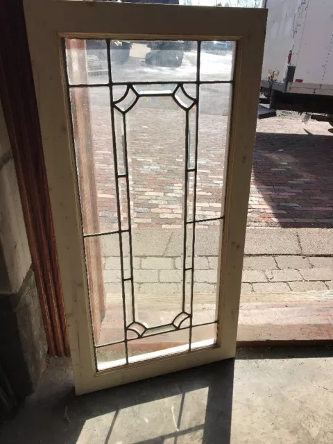 Sg 2206 Antique Beveled And Leaded Glass Transom Window 19.25 X 38