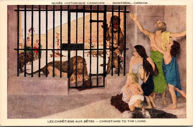 Musee Canadien Montreal Canada CA Postcard Christians Lions UNP Vintage Vtg