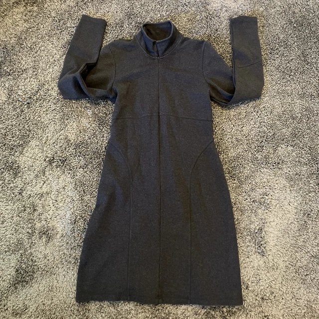 ATHLETA CASSIDY PONTE Knit Sweater Dress Dark Gray 1 2 Zip Stretch Women Medium 19.21 PicClick