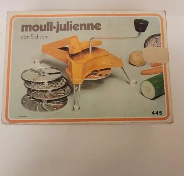 Vintage 70's Moulinex 445. Mouli- Julienne. 5 Disc Slicer , Shredder, And Grater