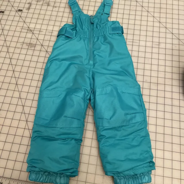 Cat & Jack Kids Size 18M aqua green lined zip Bib Adjustable snow ski rain pants