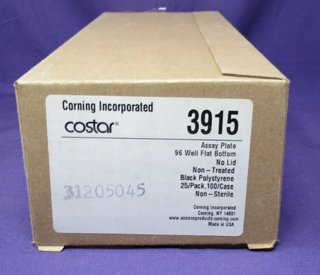 PARTIALBOX Costar 3915 Assay Plate, 96 Well, No Lid, Black, Flat Bottom 13/PK