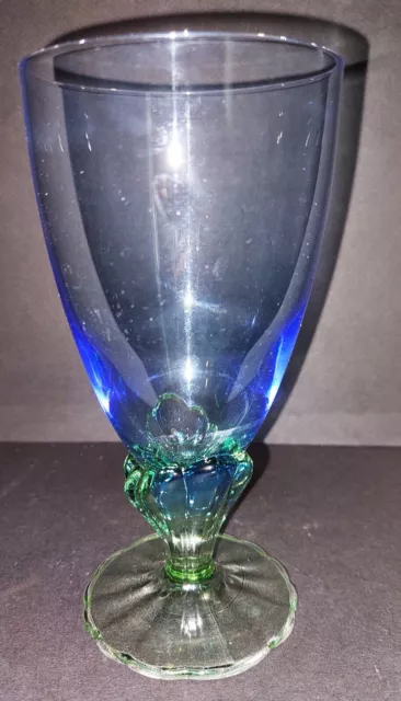 Verre à eau bleu et vert XXème