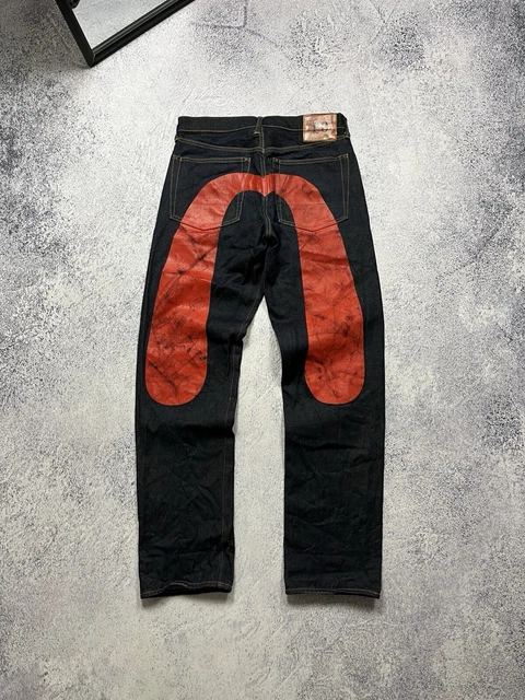 EVISU JEANS NO.3 Lot 0001 Daicock Big Logo Red Japan Denim Very 