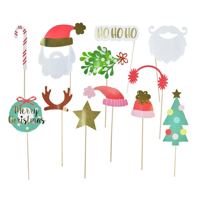 12 Pcs Accessoire De Photo Fête D'anniversaire Papier Accessoires