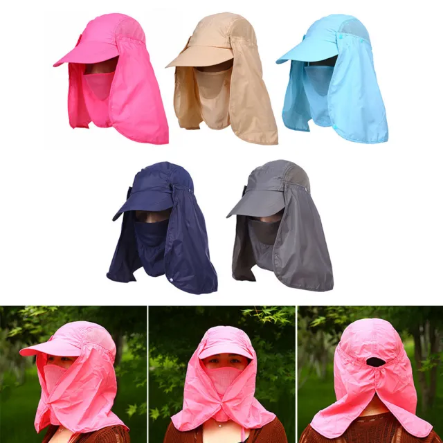 Men Sun Cap with Face Neck Cover Flap Outdoor Removable UV Protect Fishing Hat