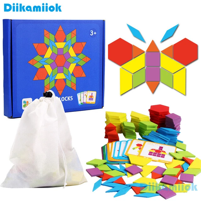 155pcs Wooden Jigsaw Puzzle for Children Learning, EducationalGeometricShape Toy