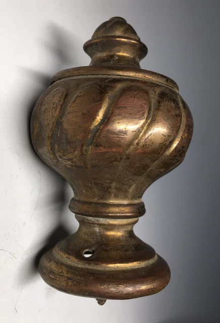 Antique 19th C. Victorian Brass Hollow Garniture Curtain Rod Bed Finial 3
