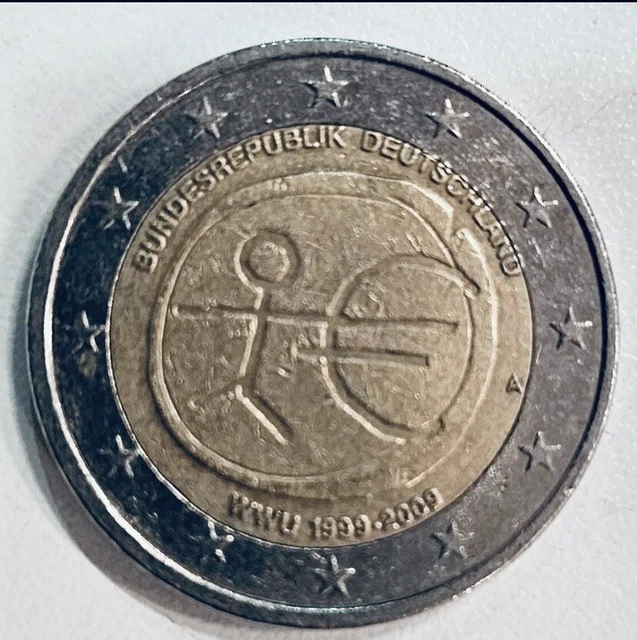Wertvolle 2 Euro Münzen Strichmännchen Wert 2 EURO MÜNZE Deutschland ,Strichmännchen‘ WWU 1999-2009 -A (Fehlprägung
