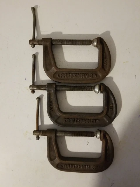 Lot of 3 CRAFTSMAN 66723 3” Inch C-Clamps 66723 75mm Used In Working Condition