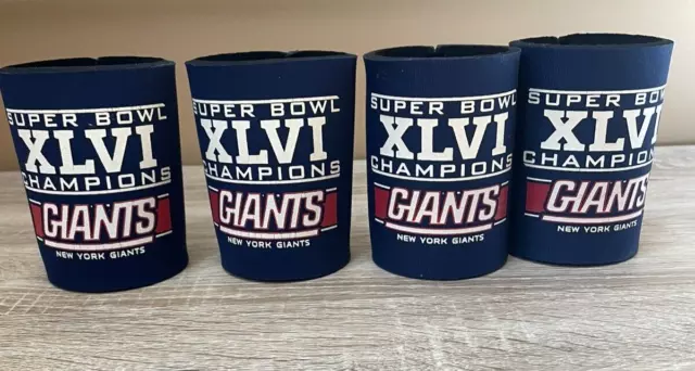 New York Giants Can Bottle Coolers Super Bowl Set Of 4 XLVi NFL Football 2012