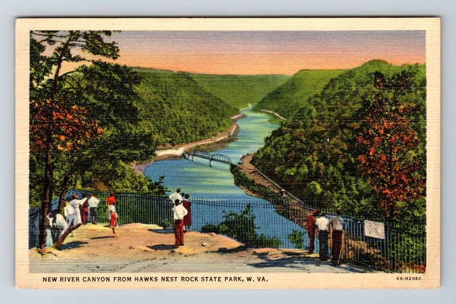 Hawks Nest Rock State Park WV-West Virginia, River Canyon, Vintage Postcard
