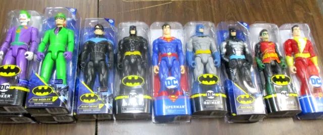 11 DC Comics, Large 12-Inch Action Figures Superman Batman Joker Riddler Etc