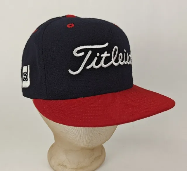 Vintage New Era 59/50 Titleist Golf USA Made Navy & Red Wool Fitted 7 1/4 Hat