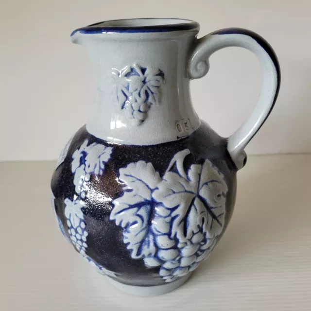Vintage West Germany Jug 0.5L Pitcher Colbalt Blue Ceramic Pottery Like New