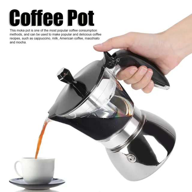 Coffee Pot 6 Cups Stainless Steel Moka Pot With Ergonomic Handle Comfortable To