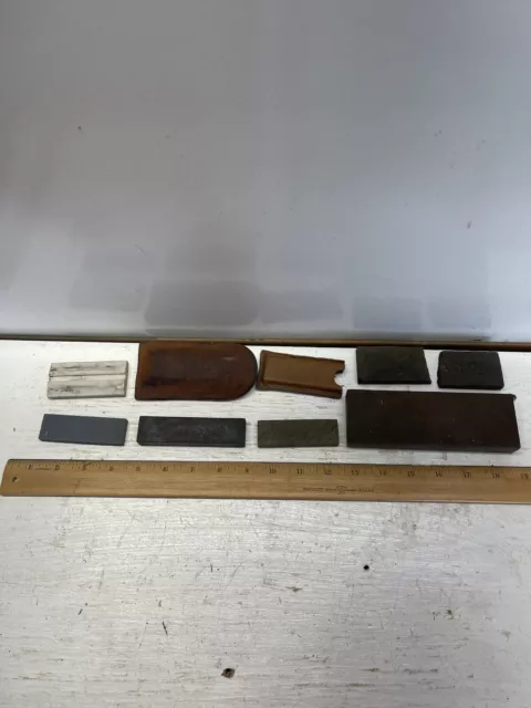 Vintage Sharpening Stones (6) 2 Pocket W/case Smiths, White Groove Stone