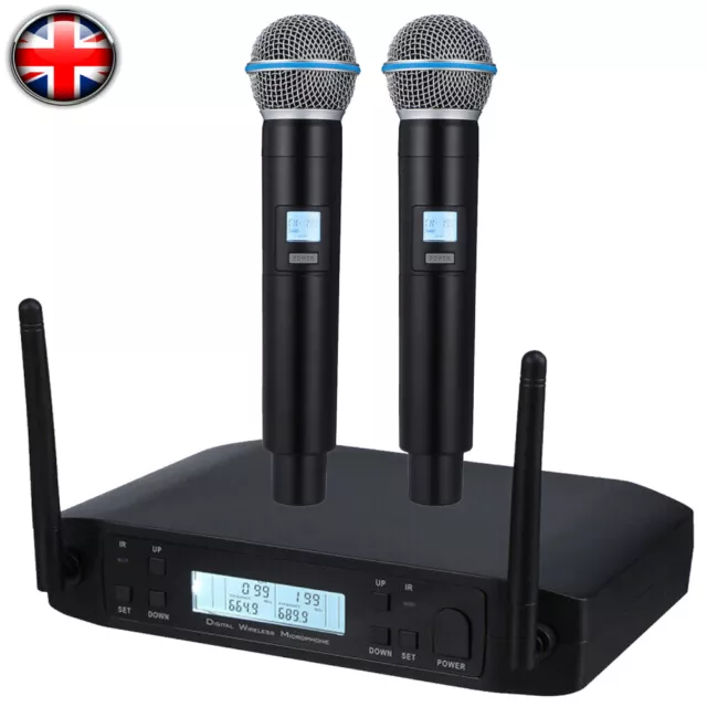 Wireless Professional Microphone Mic System UHF 2 Channel Dual Handheld Karaoke