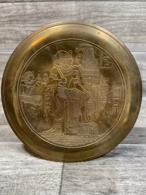 *Vintage*EGYPTIAN Brass PLATE*Decorative EGYPT*Wall Hanging*ETCHED* 6” Diameter