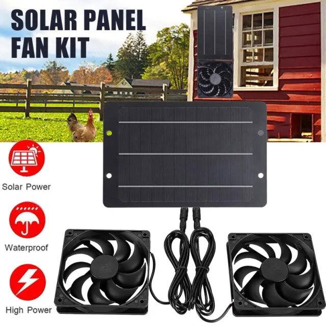 10W 12V Solar Powered Fan Mini Exhaust Fan for Greenhouse Pet/Dog Chicken House