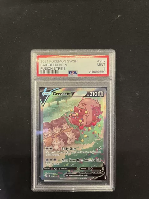 Pokemon Greedent V 257/264 SwSh Fusion Strike PSA 9 Mint