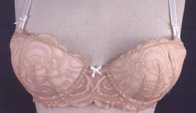 CANDIES RN 80445 Beige Nylon Padded Push Up Underwired Bra Size 32 A (2)  $10.99 - PicClick