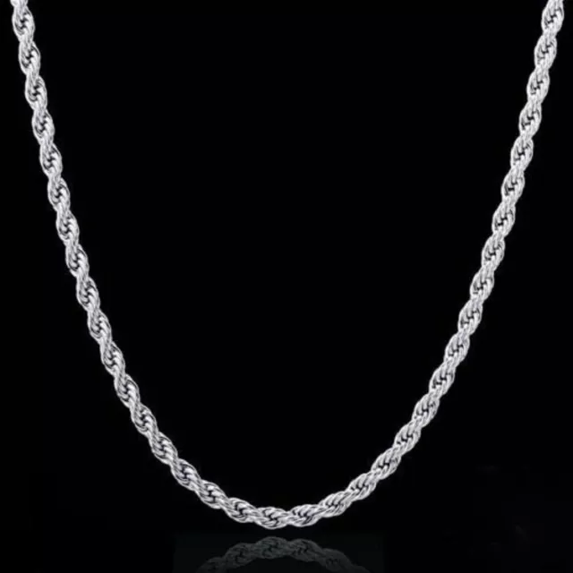 REAL Classic 925 Sterling Silver Rope Chain Necklace SOLID SILVER Jewelry Italy