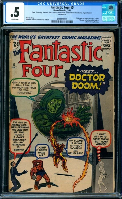 Fantastic Four 5 Cgc Graded 1 Dr Doom Grail Key Movie Coming Priced To Sell