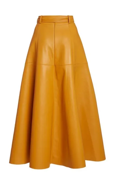 Mango Tan Festive Skirt Festive Wear Women Leather Real Lambskin Stylish