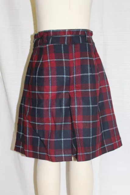 Jacadi Ragazze Abolir Cremisi / Multi Plaid Lana Zip Up Shorts Taglie 8 Anni Nwt