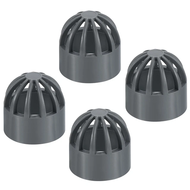 4Pcs 3/4" Atrium Grate Cover Round Outdoor UPVC Sewer Drain Pipe Fitting Gray