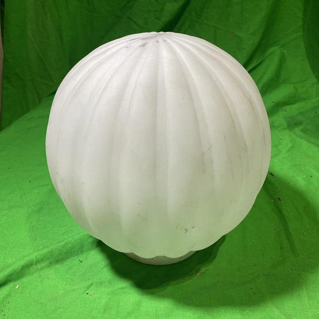 Ribbed Frosted Glass Round Ball 8" Light Globe Lamp Shade Replacement 4” Fitter