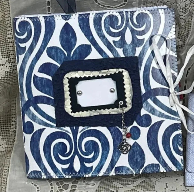 Diario basura, pergamino blanco azul libro tesoro interactivo carpeta efímera