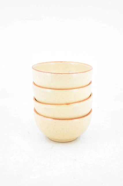 4 Bowls IN Tearrccotta Beige Border Brown 14 CM