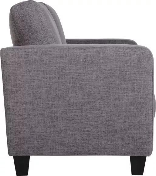 Tempo Two Seater Sofa Upholstered in Grey Fabric Cover Block Arm Style 3