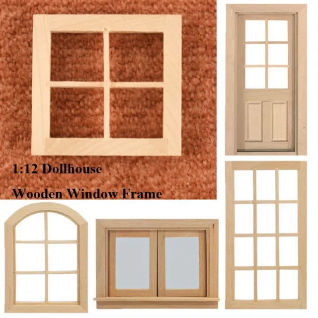 DIY Double Window Doll Furniture Glass Plate Wooden Frame Doll House Window