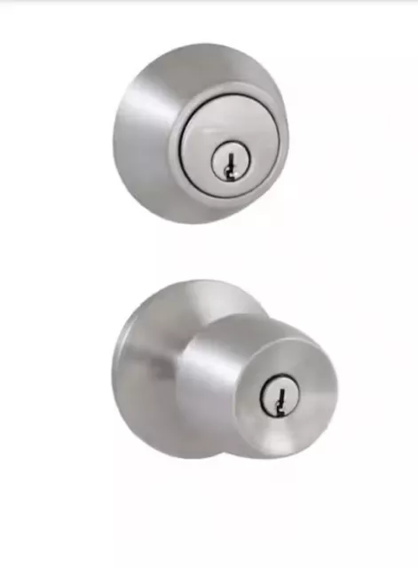 Defiant Brandywine Keyed Entry Knob Cylinder Deadbolt Combo Lock Stainless Steel