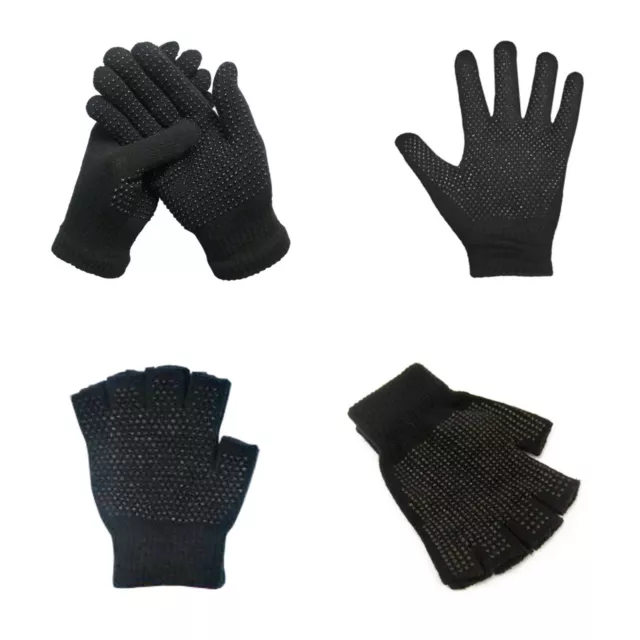 Mens Womens Gripper Gloves Full/Half Finger Fingerless Non Slip Work Safety UK