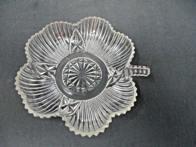 American Brilliant Cut Clear Glass Candy/Serving Bowl w/Handle