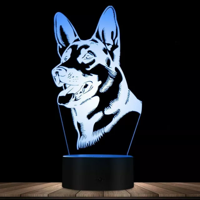 Creative German Shepherd Dog 3D LED Night Light 7-Color Touch Table Desk Lamp