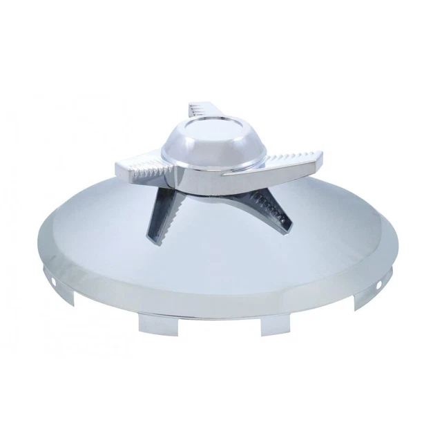 Chrome Universal Front Hub Cap With 3 Bar Left Swing Style Spinner - 7/16" Lip
