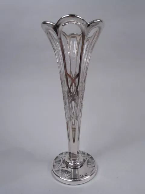 La Pierre Vaso Antico Edwardian Classica Americana Vetro Trasparente Argento
