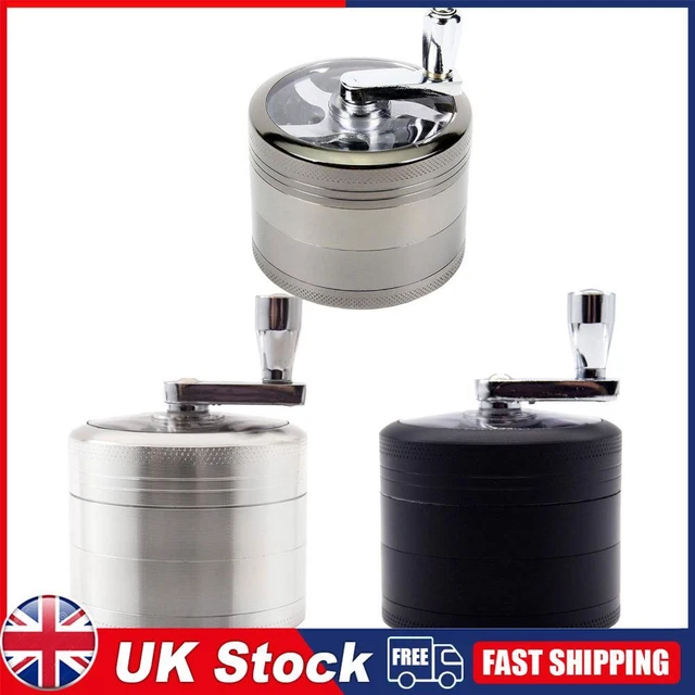 Herb Grinder - 4-piece Zinc Alloy Hand Cranked Spice Grinder Crusher for Easier