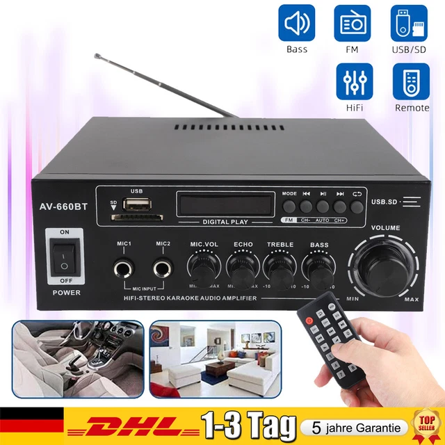 5.1 Kanal Bluetooth Verstärker 600W – HiFi Stereo Amplifier Mit USB, FM Radio & Fernbedienung