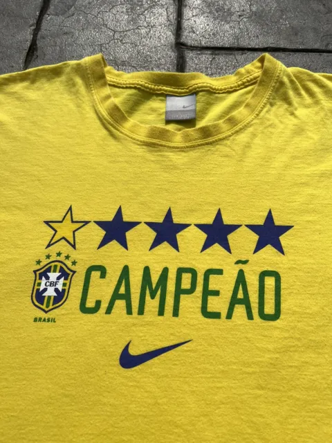 Vintage 2002 Nike CFB Brazil Canpeao Soccer Futbol Yokohama Promo T-Shirt XL